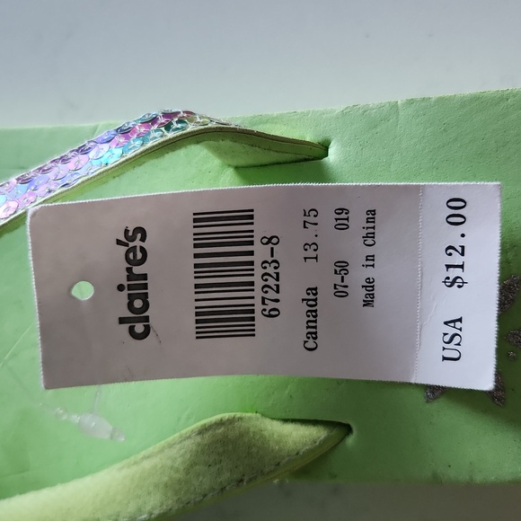 NWT Claire's  flip flops with sequins - Picture 4 of 5